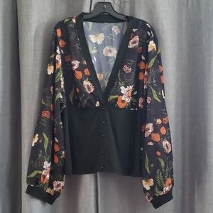 ⭐BOGO Free - Floral print corset waist blouse
